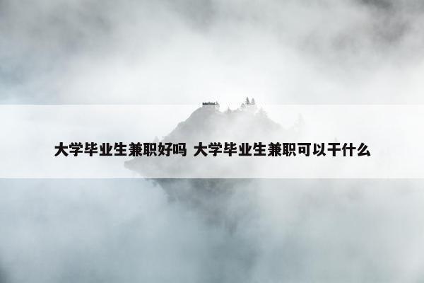 大学毕业生兼职好吗 大学毕业生兼职可以干什么