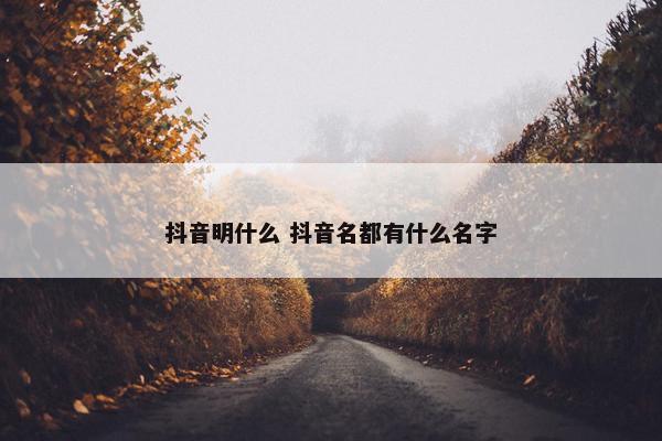 抖音明什么 抖音名都有什么名字