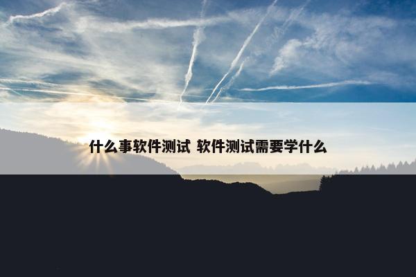 什么事软件测试 软件测试需要学什么