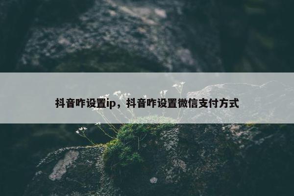 抖音咋设置ip，抖音咋设置微信支付方式