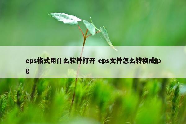 eps格式用什么软件打开 eps文件怎么转换成jpg