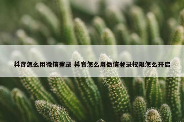 抖音怎么用微信登录 抖音怎么用微信登录权限怎么开启