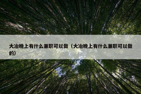 大冶晚上有什么兼职可以做（大冶晚上有什么兼职可以做的）