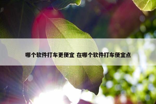 哪个软件打车更便宜 在哪个软件打车便宜点