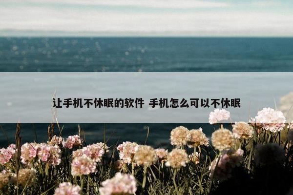 让手机不休眠的软件 手机怎么可以不休眠