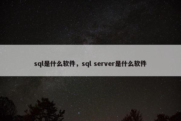 sql是什么软件，sql server是什么软件