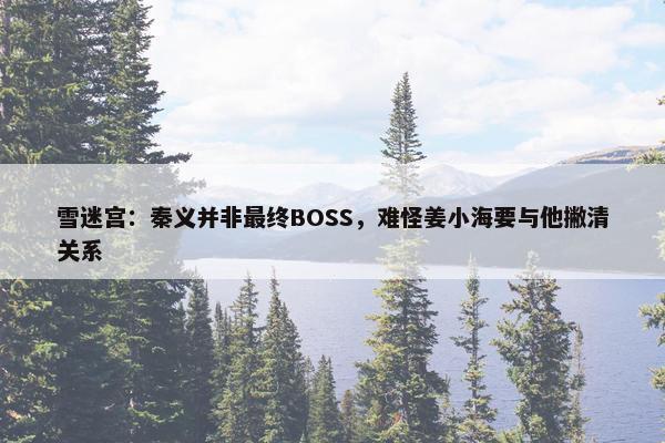 雪迷宫：秦义并非最终BOSS，难怪姜小海要与他撇清关系