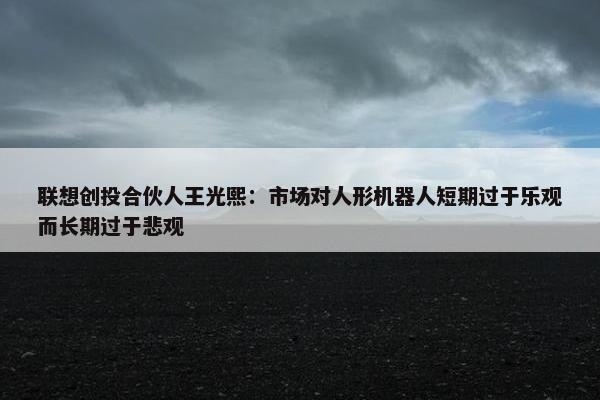 联想创投合伙人王光熙：市场对人形机器人短期过于乐观而长期过于悲观