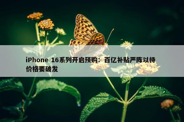 iPhone 16系列开启预购：百亿补贴严阵以待 价格要破发