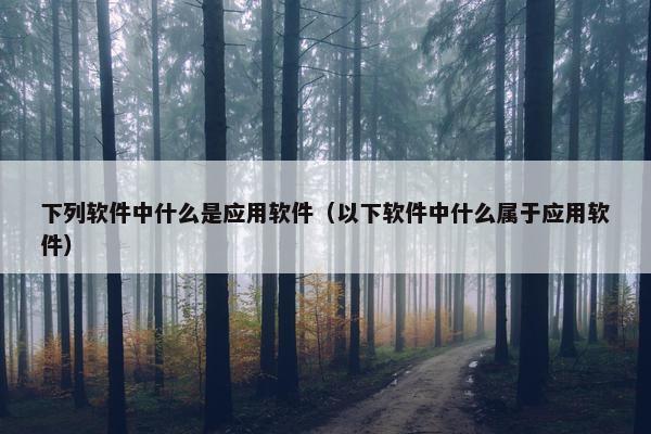 下列软件中什么是应用软件（以下软件中什么属于应用软件）