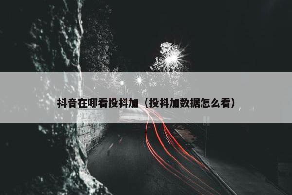 抖音在哪看投抖加（投抖加数据怎么看）