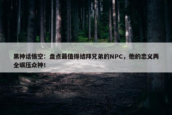 黑神话悟空：盘点最值得结拜兄弟的NPC，他的忠义两全碾压众神！