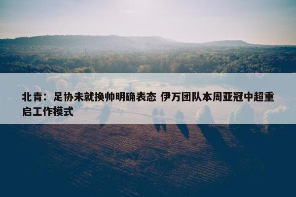 北青：足协未就换帅明确表态 伊万团队本周亚冠中超重启工作模式