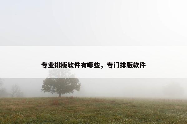 专业排版软件有哪些，专门排版软件