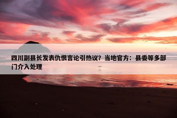 四川副县长发表仇恨言论引热议？当地官方：县委等多部门介入处理