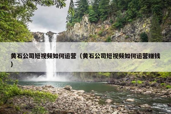 黄石公司短视频如何运营（黄石公司短视频如何运营赚钱）