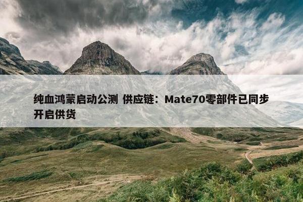 纯血鸿蒙启动公测 供应链：Mate70零部件已同步开启供货