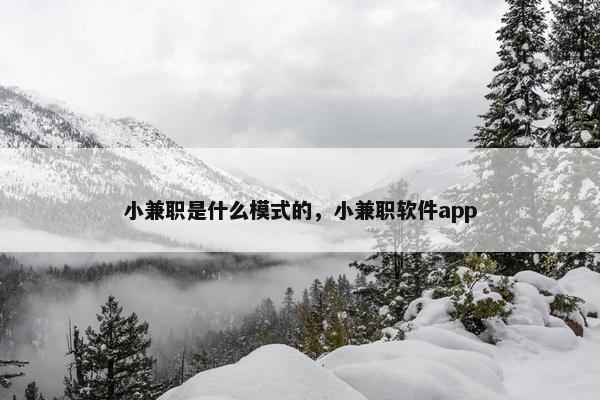 小兼职是什么模式的，小兼职软件app