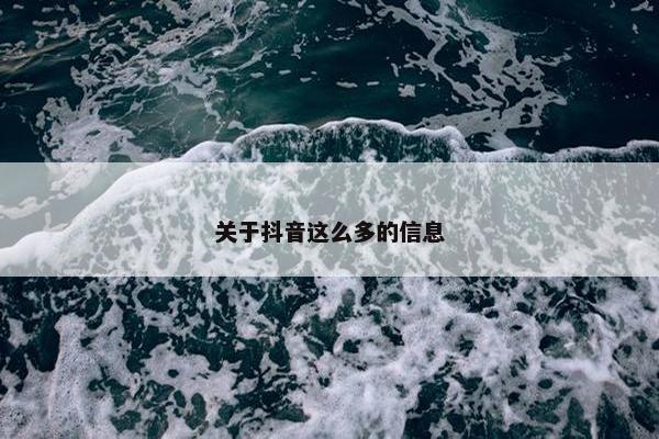 关于抖音这么多的信息