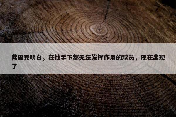 弗里克明白，在他手下都无法发挥作用的球员，现在出现了