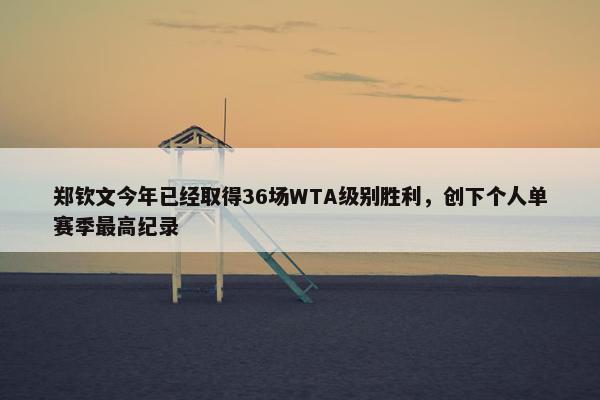 郑钦文今年已经取得36场WTA级别胜利，创下个人单赛季最高纪录