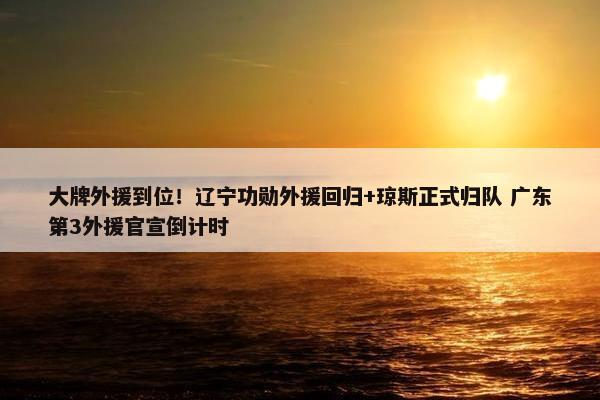 大牌外援到位！辽宁功勋外援回归+琼斯正式归队 广东第3外援官宣倒计时