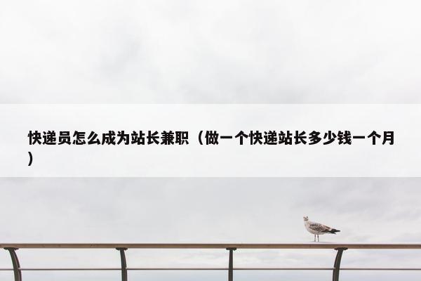 快递员怎么成为站长兼职（做一个快递站长多少钱一个月）