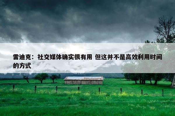 雷迪克：社交媒体确实很有用 但这并不是高效利用时间的方式