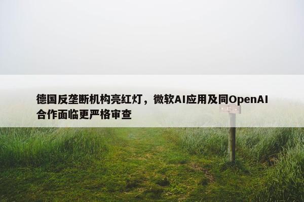 德国反垄断机构亮红灯，微软AI应用及同OpenAI合作面临更严格审查