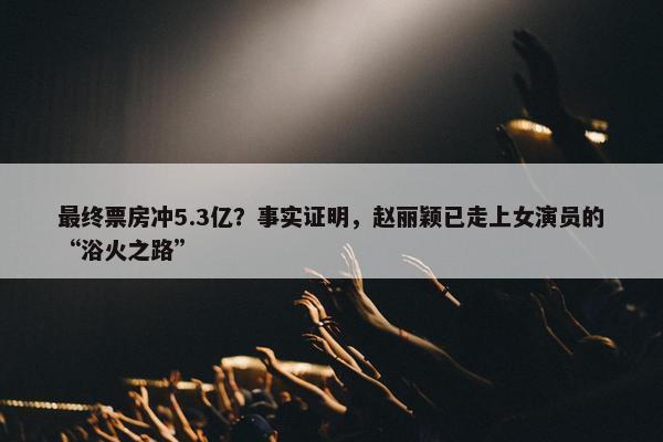 最终票房冲5.3亿？事实证明，赵丽颖已走上女演员的“浴火之路”