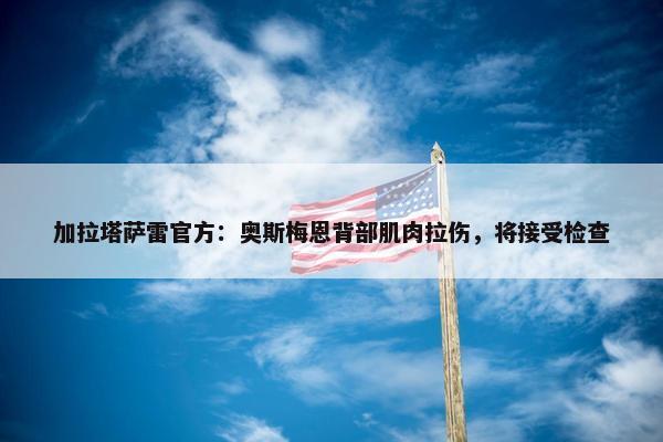 加拉塔萨雷官方：奥斯梅恩背部肌肉拉伤，将接受检查