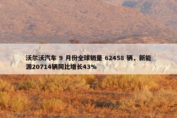 沃尔沃汽车 9 月份全球销量 62458 辆，新能源20714辆同比增长43%