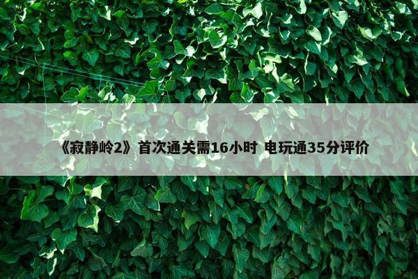 《寂静岭2》首次通关需16小时 电玩通35分评价