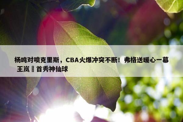 杨鸣对喷克里斯，CBA火爆冲突不断！弗格送暖心一幕 王岚嵚首秀神仙球