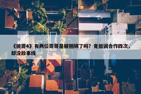 《披哥4》有两位哥哥是被捆绑了吗？竟低调合作四次，却没故事线