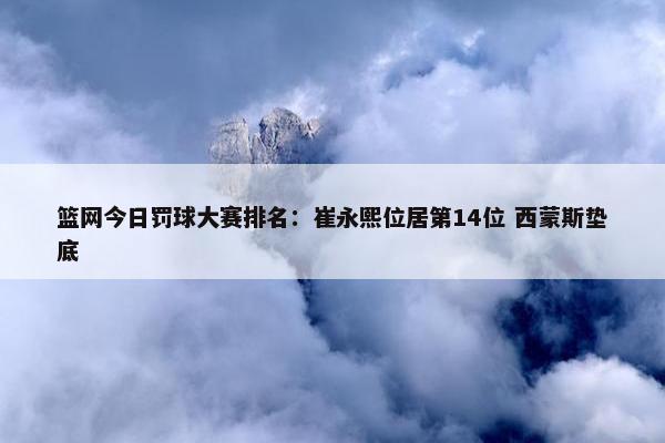 篮网今日罚球大赛排名：崔永熙位居第14位 西蒙斯垫底