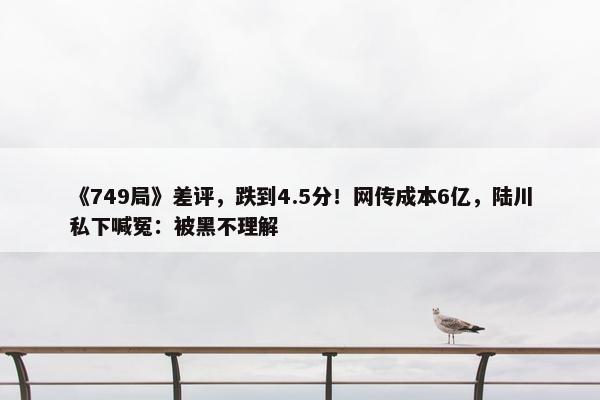 《749局》差评，跌到4.5分！网传成本6亿，陆川私下喊冤：被黑不理解