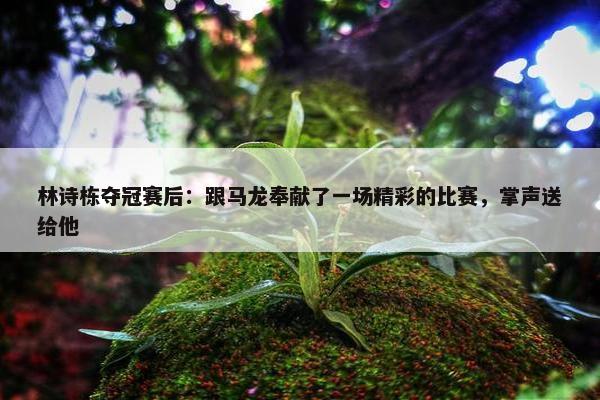 林诗栋夺冠赛后：跟马龙奉献了一场精彩的比赛，掌声送给他