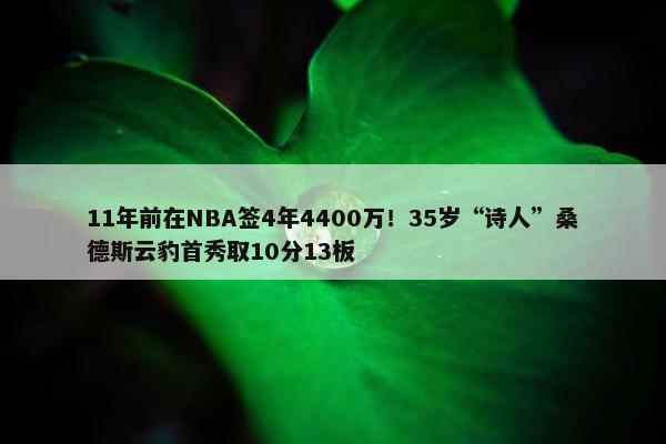 11年前在NBA签4年4400万！35岁“诗人”桑德斯云豹首秀取10分13板