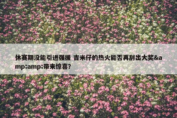 休赛期没能引进强援 吉米仔的热火能否再刮出大奖&amp;带来惊喜？