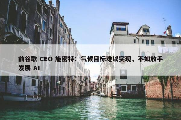 前谷歌 CEO 施密特：气候目标难以实现，不如放手发展 AI