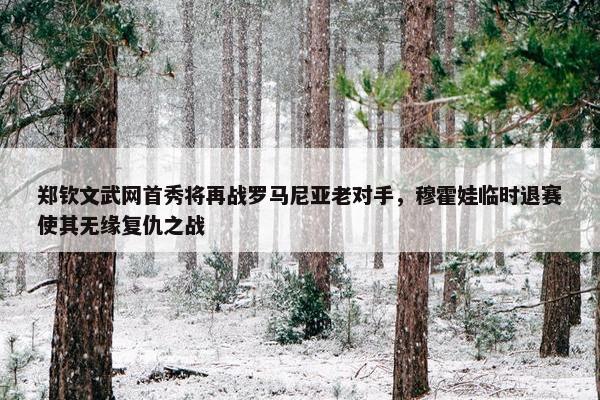 郑钦文武网首秀将再战罗马尼亚老对手，穆霍娃临时退赛使其无缘复仇之战