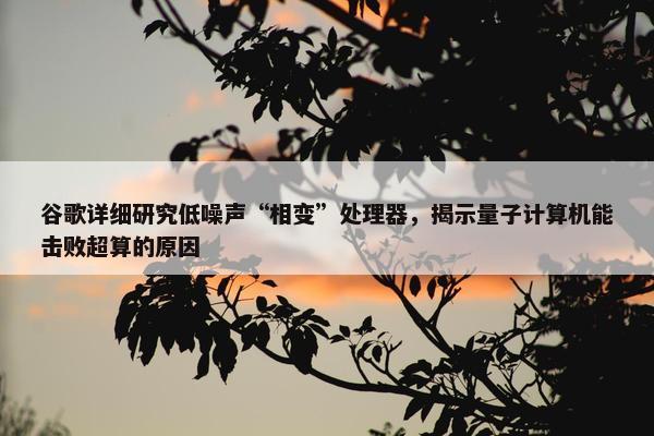 谷歌详细研究低噪声“相变”处理器，揭示量子计算机能击败超算的原因