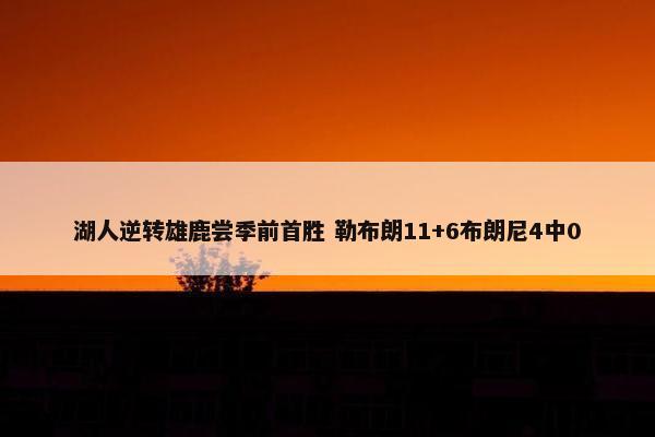 湖人逆转雄鹿尝季前首胜 勒布朗11+6布朗尼4中0