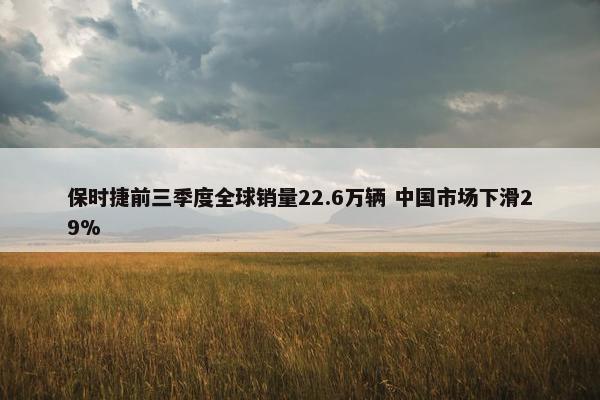 保时捷前三季度全球销量22.6万辆 中国市场下滑29%