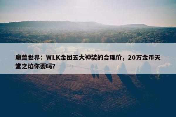 魔兽世界：WLK金团五大神装的合理价，20万金币天堂之焰你要吗？