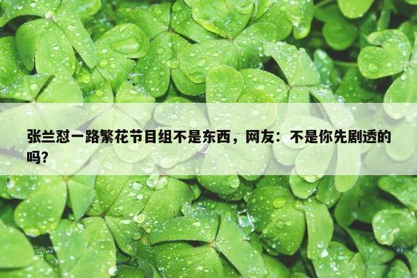 张兰怼一路繁花节目组不是东西，网友：不是你先剧透的吗？