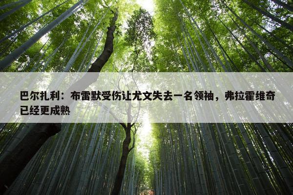 巴尔扎利：布雷默受伤让尤文失去一名领袖，弗拉霍维奇已经更成熟