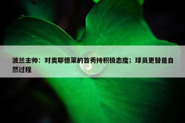 波兰主帅：对奥耶德莱的首秀持积极态度；球员更替是自然过程