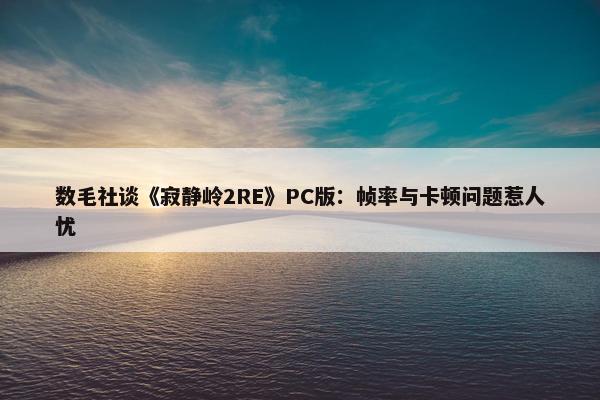 数毛社谈《寂静岭2RE》PC版：帧率与卡顿问题惹人忧